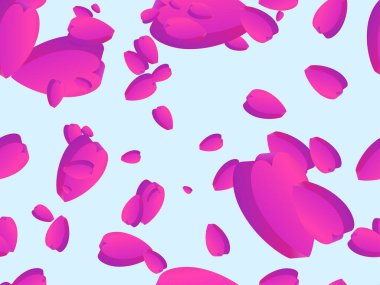 3D kalpler pürüzsüz desen. Sevgililer Günün kutlu olsun. Tebrik kartı, ambalaj kağıdı, promosyon malzemeleri ve davetiyeler için izometrik kalplerle donatılmış bir arka plan. Vektör illüstrasyonu