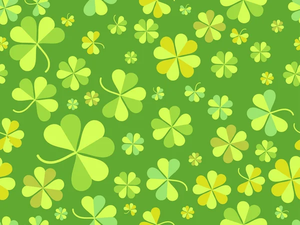 Бесшовный Рисунок Клевером День Святого Патрика Зеленые Оттенки Четырехлистного Трехлистного — стоковый вектор