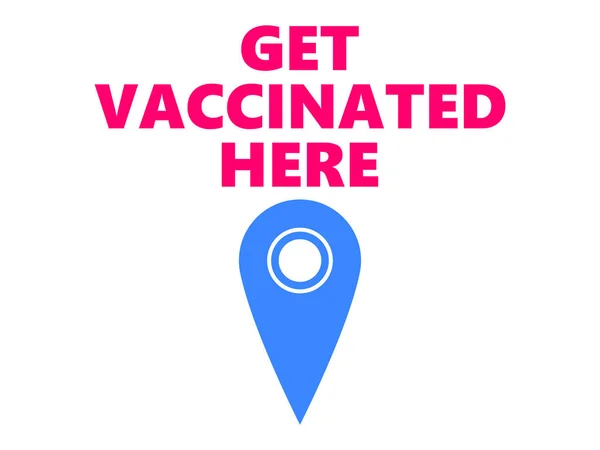 Vacunarse Aquí Banner Aislado Sobre Fondo Blanco Vacunación Contra Covidio — Archivo Imágenes Vectoriales