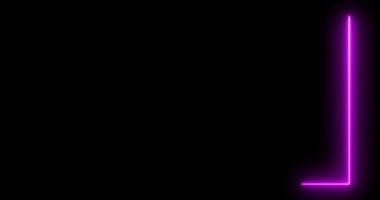 Neon çerçeve. Parlayan ışınlar, hareketli grafik animasyon. Yatay bileşim, 4k video kalitesi
