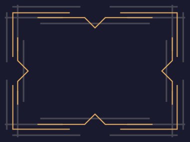 Art deco çerçeve. Klasik doğrusal sınır. Davetiyeler, broşürler ve tebrik kartları için bir şablon tasarla. Geometrik altın çerçeveli. 1920 'lerin tarzı - 1930' lar. Vektör illüstrasyonu