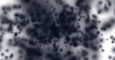 Bulanık daireler beyaz arka planda uçuşuyor. Bulanık dairelerin hareket animasyonu. Odaklanamama etkisi. Yatay bileşim, 4k video kalitesi