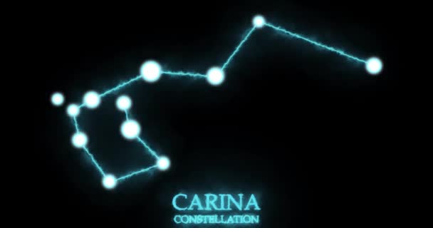 Carina Konstellation Lichtstrahlen Laserlicht Mit Blauer Farbe Sterne Nachthimmel Sternhaufen — Stockvideo