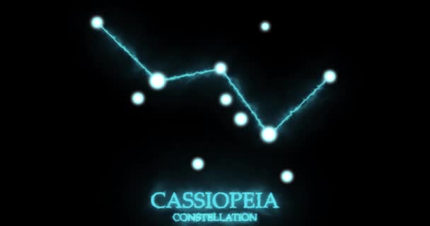 Constelação Cassiopeia Raios Luz Luz Laser Brilhando Cor Azul Estrelas — Vídeo de Stock