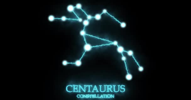 Constelación Centauro Rayos Luz Luz Láser Color Azul Brillante Estrellas — Vídeos de Stock