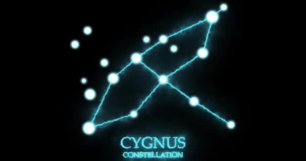 Sternbild Cygnus Lichtstrahlen Laserlicht Mit Blauer Farbe Sterne Nachthimmel Sternhaufen — Stockvideo