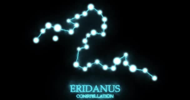 Eridanus星座 闪光蓝色 夜空中的星星 星团和星系群横向构图 4K视频质量 — 图库视频影像