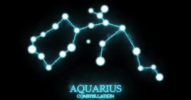Aquarius Constellation Light Rays Laser Light Shining Blue Color Stars — Stock Video