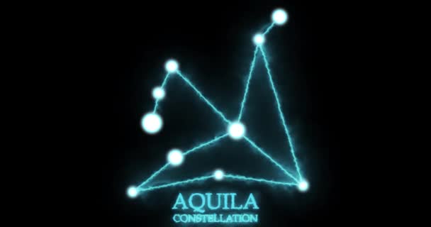 Constelación Aquila Rayos Luz Luz Láser Color Azul Brillante Estrellas — Vídeos de Stock