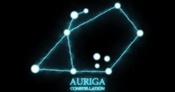Auriga Takımyıldızı Işık Işınları Lazer Işığı Parlak Mavi Renk Gece — Stok video