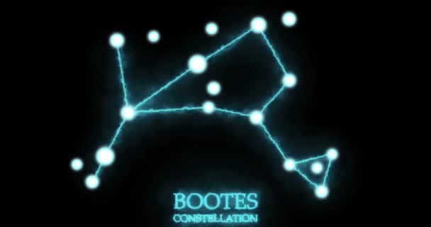 Bootes Constellation Světelné Paprsky Laserové Světlo Zářící Modrou Barvou Hvězdy — Stock video