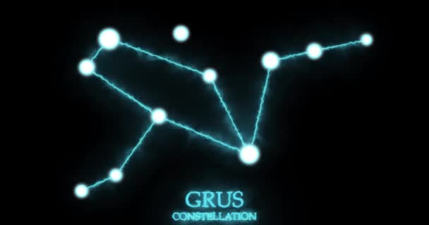 グラウス座 レーザー光輝く青の色 クレーンの星座 夜空の星 水平成分 4Kビデオ品質 — ストック動画