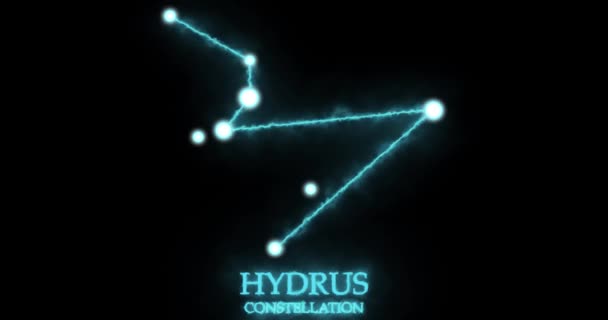 Constelação Hydrus Raios Luz Luz Laser Brilhando Cor Azul Estrelas — Vídeo de Stock