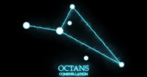 Octans Constelação Raios Luz Luz Laser Brilhando Cor Azul Estrelas — Vídeo de Stock