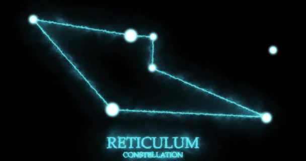 Reticulumkonstellation Ljusstrålar Laserljus Lysande Blå Färg Stjärnor Natthimlen Kluster Stjärnor — Stockvideo