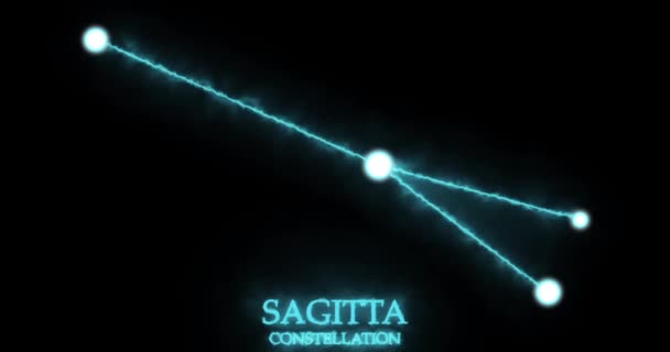 Constelação Sagitta Raios Luz Luz Laser Brilhando Cor Azul Estrelas — Vídeo de Stock