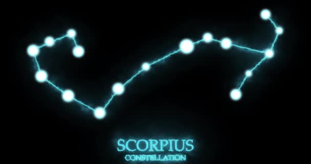 Scorpius Konstellation Ljusstrålar Laserljus Lysande Blå Färg Stjärnor Natthimlen Kluster — Stockvideo