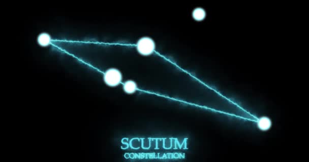 Scutum Constellation Light Rays Laser Light Shining Blue Color Stars — Stock Video