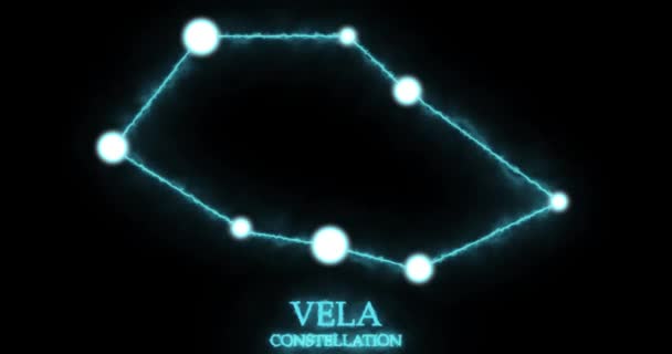 Vela Constellation Light Rays Laser Light Shining Blue Color Stars — Stock Video