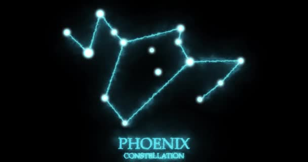 Constelação Phoenix Raios Luz Luz Laser Brilhando Cor Azul Estrelas — Vídeo de Stock