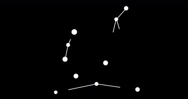阿奎拉星座夜空中的星星 以黑白线条艺术风格排列的星座 星团和星系群横向构图 4K视频质量 — 图库视频影像