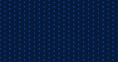 Mavi arka planda beş köşeli dönen yıldızlar. Hareket animasyonu. Yatay bileşim, 4k video kalitesi