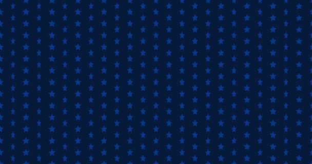 Looped rotating five-pointed stars on a blue background. Motion animation. Horizontal composition, 4k video quality