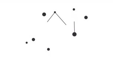 Terazi takımyıldızı. Gece gökyüzünde yıldızlar. Takımyıldızı siyah-beyaz olarak çizilmiş sanat tarzında. Yıldızlar ve galaksiler kümesi. Yatay bileşim, 4k video kalitesi