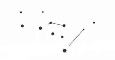 Lupus takımyıldızı. Gece gökyüzünde yıldızlar. Takımyıldızı siyah-beyaz olarak çizilmiş sanat tarzında. Yıldızlar ve galaksiler kümesi. Yatay bileşim, 4k video kalitesi