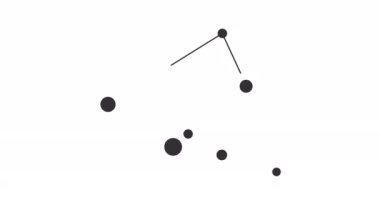 Norma Takımyıldızı. Gece gökyüzünde yıldızlar. Takımyıldızı siyah-beyaz olarak çizilmiş sanat tarzında. Yıldızlar ve galaksiler kümesi. Yatay bileşim, 4k video kalitesi