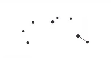 Pyxis takımyıldızı. Gece gökyüzünde yıldızlar. Takımyıldızı siyah-beyaz olarak çizilmiş sanat tarzında. Yıldızlar ve galaksiler kümesi. Yatay bileşim, 4k video kalitesi