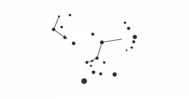 Constelação Orion Estrelas Céu Noturno Constelação Estilo Arte Linha Preto — Vídeo de Stock