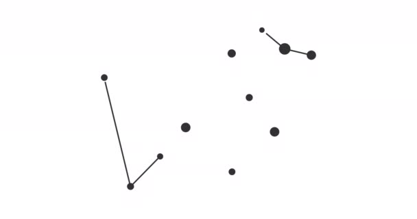 Pavo Souhvězdí Hvězdy Noční Obloze Souhvězdí Stylu Line Art Černobílé — Stock video