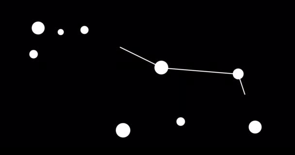 Constelação Puppis Estrelas Céu Noturno Constelação Estilo Arte Linha Preto — Vídeo de Stock