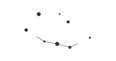 Vela takımyıldızı. Gece gökyüzünde yıldızlar. Takımyıldızı siyah-beyaz olarak çizilmiş sanat tarzında. Yıldızlar ve galaksiler kümesi. Yatay bileşim, 4k video kalitesi