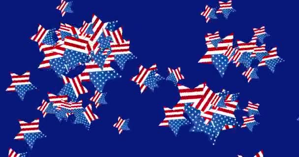 アメリカの旗 映画のアニメーションと星 空飛ぶ星とうさの旗 水平成分 4Kビデオ品質 — ストック動画