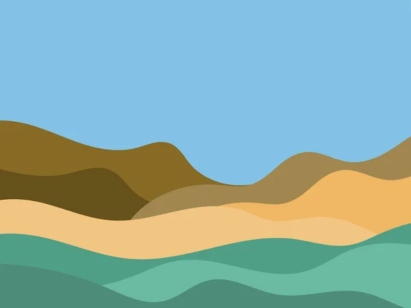 Paisaje Natural Estilo Minimalista Llanuras Montañas Campos Prados Decoración Boho — Vector de stock