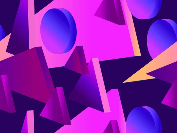 Geometrische Formen Mit Violettem Farbverlauf Nahtloser Hintergrund Mit Isometrischen Formen — Stockvektor