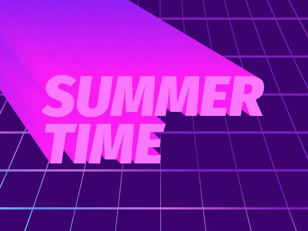 夏季文体为80年代风格 虚拟现实网格背景 合成波和复古波风格 广告横幅和海报的设计 矢量说明 — 图库矢量图片