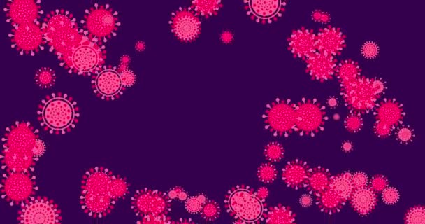 Коронавірус Летить Повітрі Витягніть Частинки Вірусу Covid Фіолетовому Тлі Гострий — стокове відео