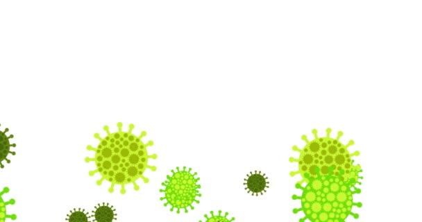 Coronavirus Vola Aria Particelle Disegnate Virus Covid Fondo Bianco Sindrome — Video Stock