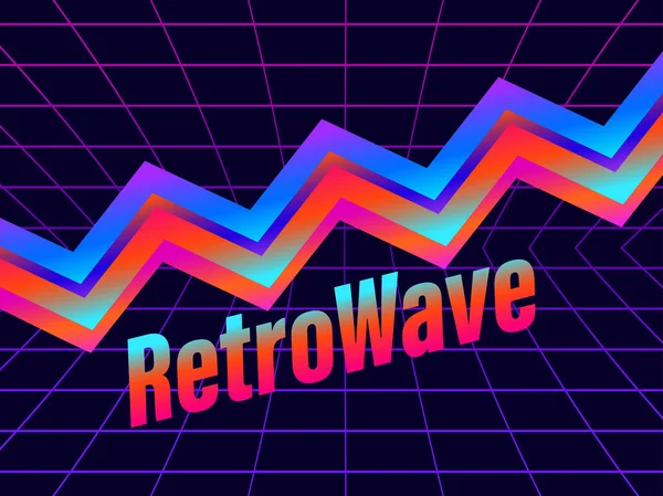 80Er Jahre Retrowave Muster Und Synthwave Stil Laserraster Und Zickzackwelle — Stockvektor