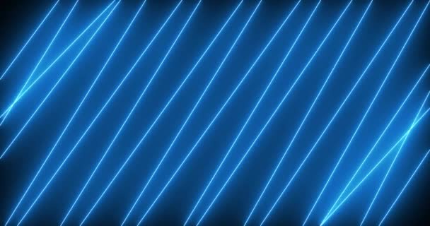 蓝色霓虹灯运动动画 尼昂光束将交叉 激光显示 移动激光束 横向构图 4K视频质量 — 图库视频影像