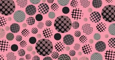 Dairelerin içinde 80 'lerin geometrik şekli bir döngü içinde dönüyor. Hareket animasyonunu büyüt ve büyüt. Yatay bileşim, 4k video kalitesi