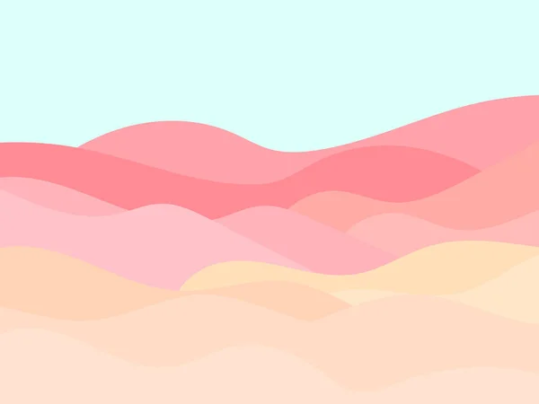 Paysage Désertique Avec Dunes Dans Style Minimaliste Design Plat Décor — Image vectorielle