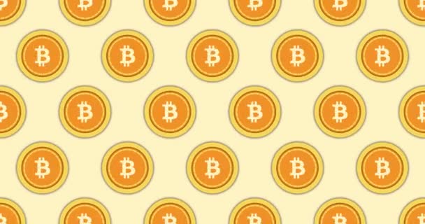 Bitcoin Gira Disminuye Aumenta Bucle Sin Costuras Btc Icono Símbolo — Vídeos de Stock