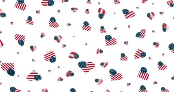 Srdce Rotující Bílém Pozadí Vlajka Usa Uvnitř Srdce Slavnostní Vlastenecké — Stock video