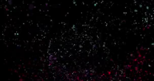 Abstracte Deeltjes Vliegen Bokeh Effect Veelkleurige Deeltjes Vliegen Een Zwarte — Stockvideo