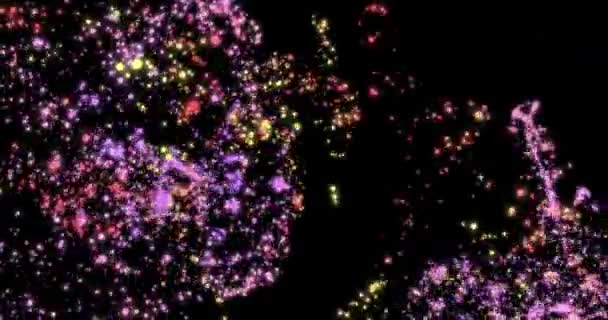 Uçan Soyut Parçacıklar Bokeh Etkisi Çok Renkli Parçacıklar Siyah Arkaplanda — Stok video
