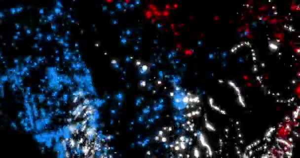 Abstracte Deeltjes Vliegen Bokeh Effect Veelkleurige Deeltjes Vliegen Een Zwarte — Stockvideo